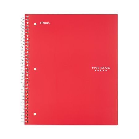 FIVE STAR Wirebound Notebook, 1 Subject, Wide/Legal Rule, Red Cover, 10.5 x 8, 100 Sheets 05200